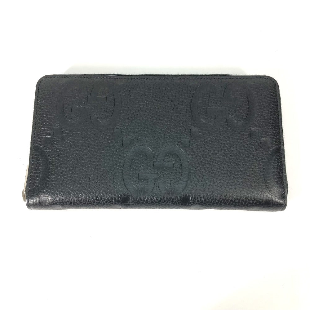 GUCCI Long Wallet Purse 739482 leather black Jumbo GG Zip wallet mens