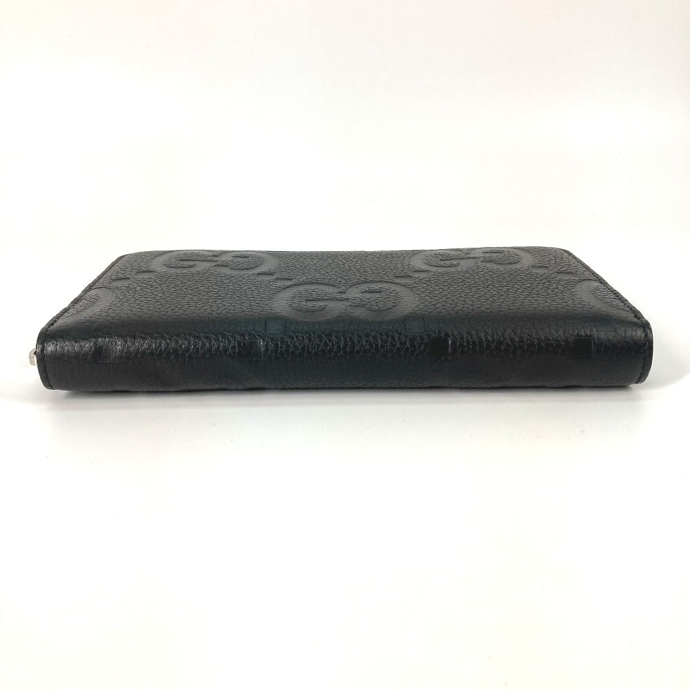 GUCCI Long Wallet Purse 739482 leather black Jumbo GG Zip wallet mens