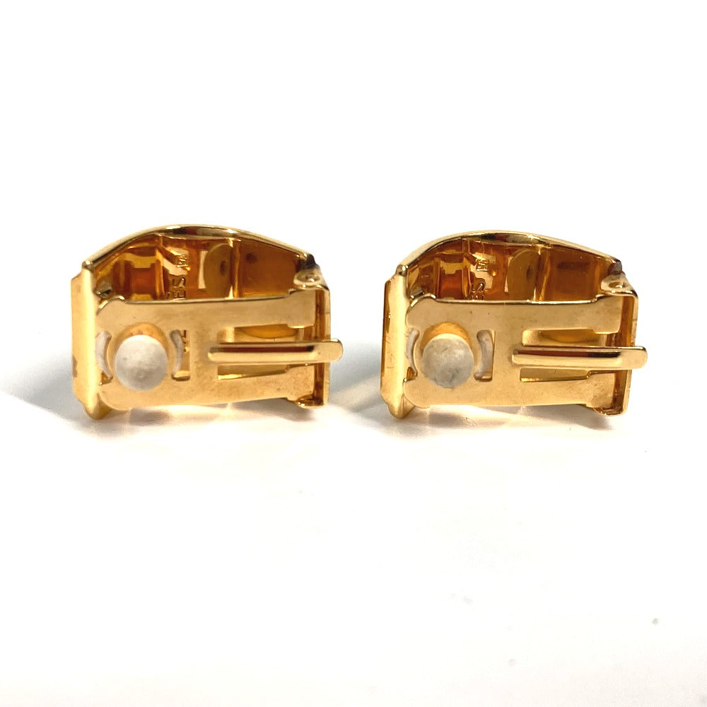 HERMES Earring Gold Plated Gold x Blue H pattern Cloisonn Emile Women