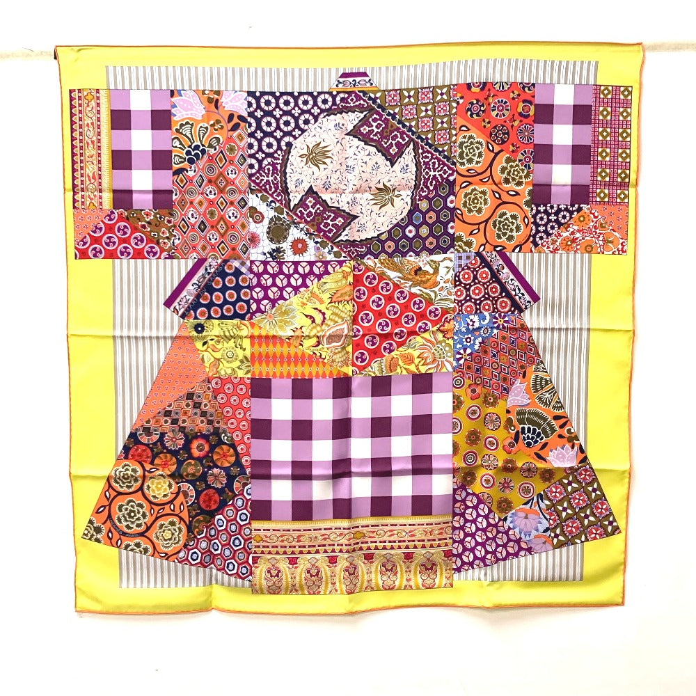 HERMES scarf silk Yellow x multicolor Carre 90 LArt du Sarasa Sarasa Art Women