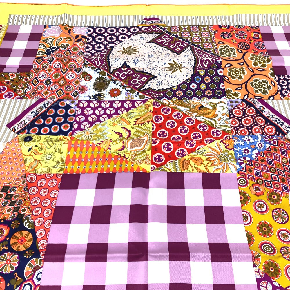 HERMES scarf silk Yellow x multicolor Carre 90 LArt du Sarasa Sarasa Art Women