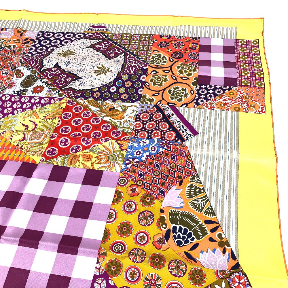 HERMES scarf silk Yellow x multicolor Carre 90 LArt du Sarasa Sarasa Art Women