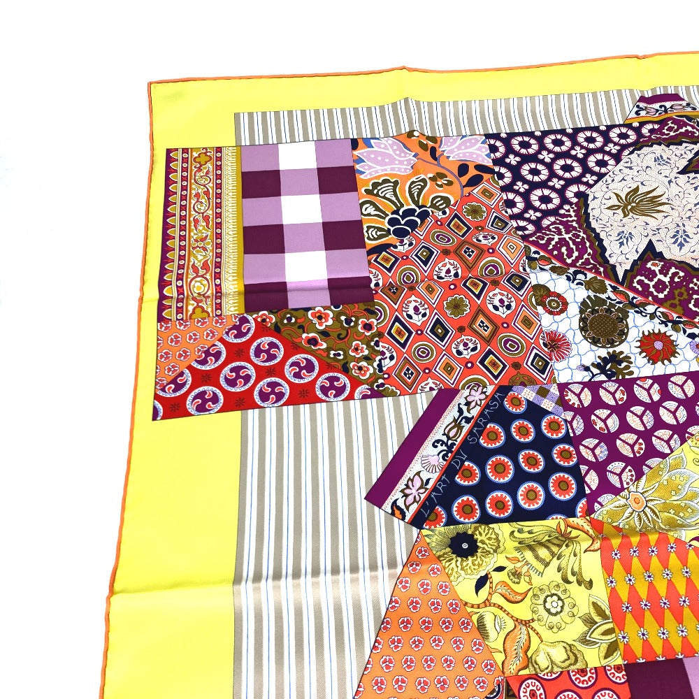 HERMES scarf silk Yellow x multicolor Carre 90 LArt du Sarasa Sarasa Art Women