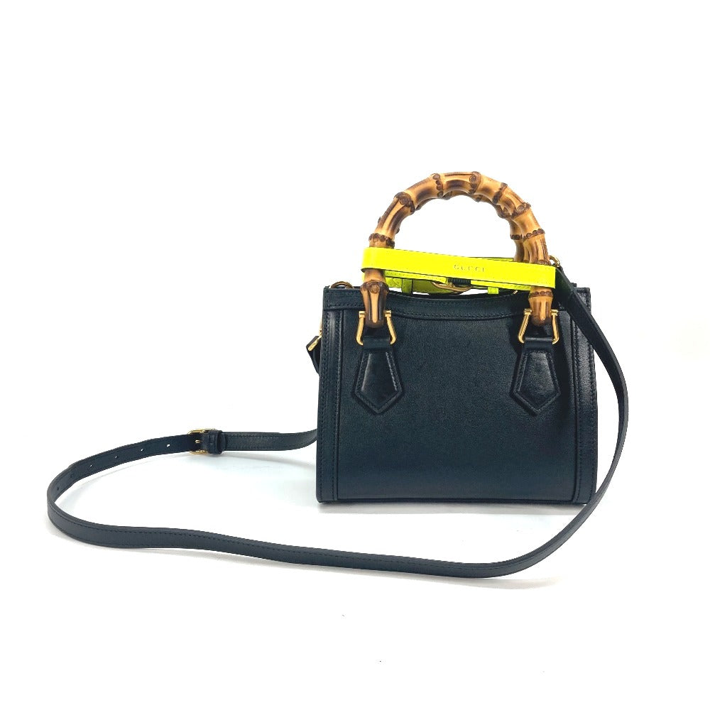GUCCI Tote Bag 655661 leather black Neon color strap included Diana Mini Bamboo Women