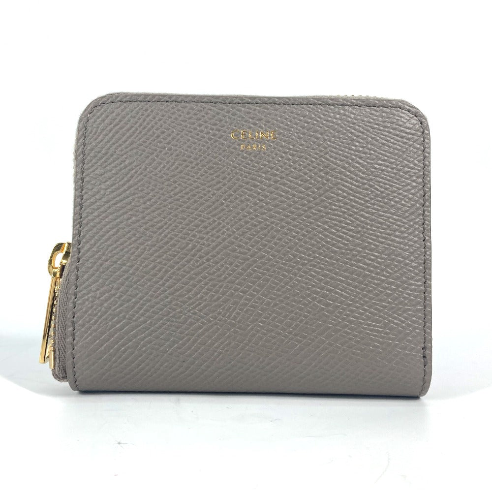 CELINE Folded wallet 10L203BEL.10BL leather gray Compact wallet Small Zip Wallet Essential Women