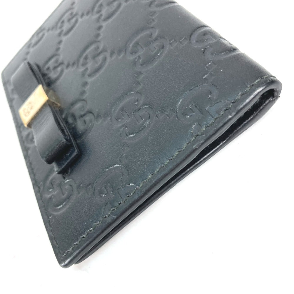 GUCCI Card Case 451192 Sima leather black Guccisima GG Ribbon Ribon Women