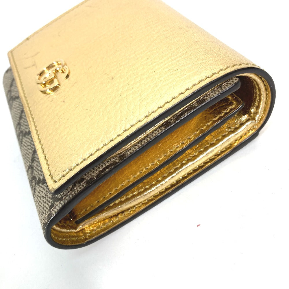 GUCCI Folded wallet 598587 leather gold Compact wallet GG Marmont Women