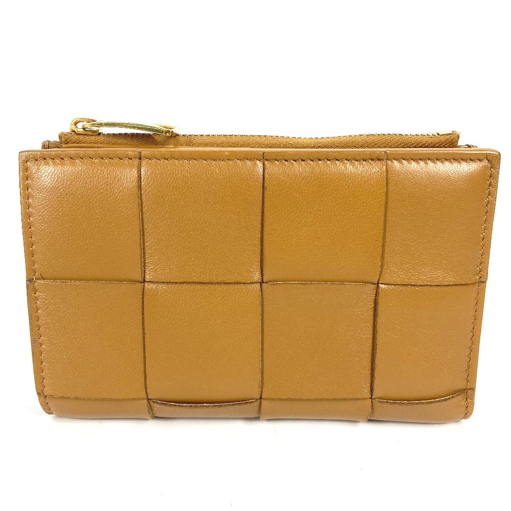 BOTTEGAVENETA Folded wallet 667130 leather beige Compact wallet Medium Cassette Bifold Wallet Zipper Wallet Women