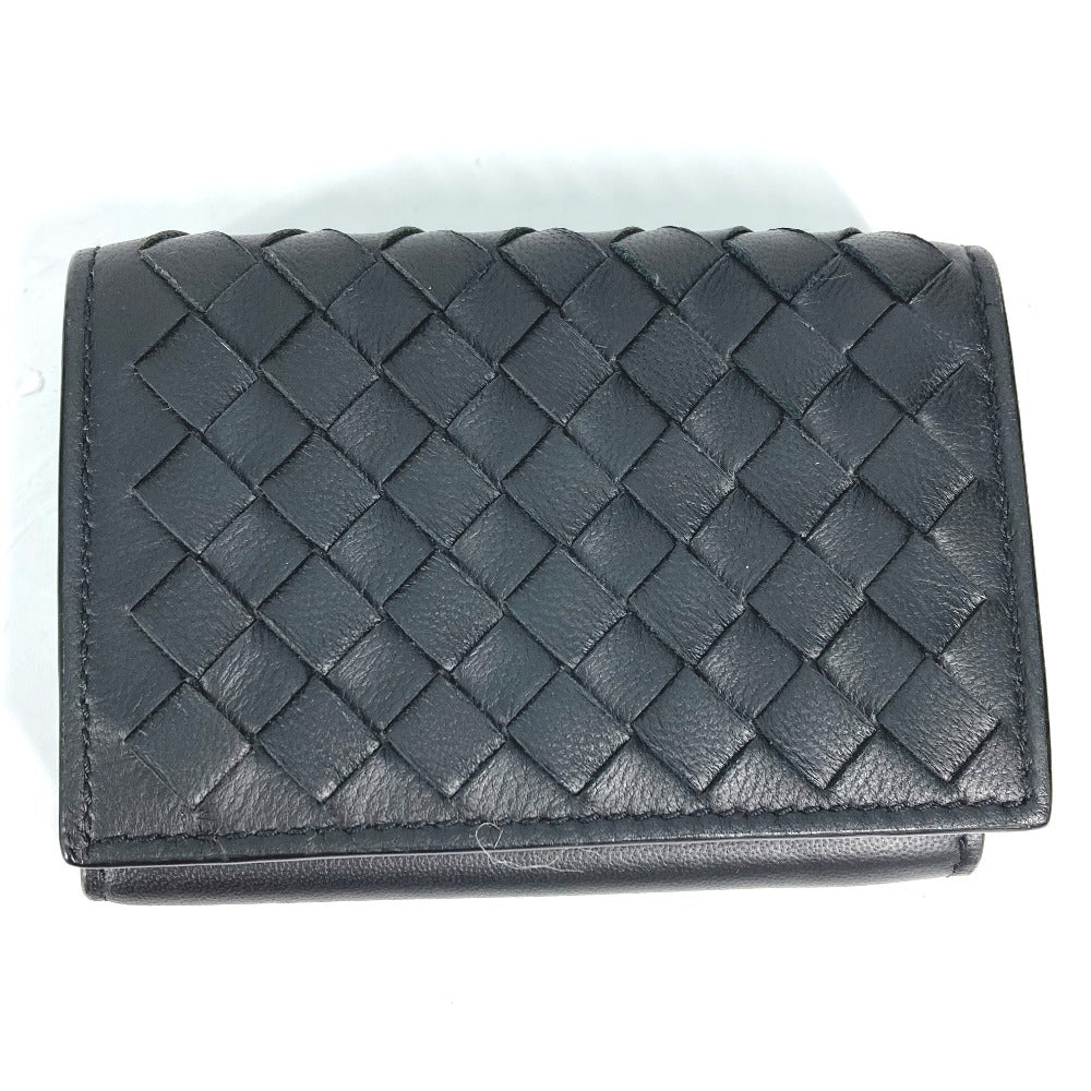 BOTTEGAVENETA Trifold wallet 515385 leather black INTRECCIATO mens