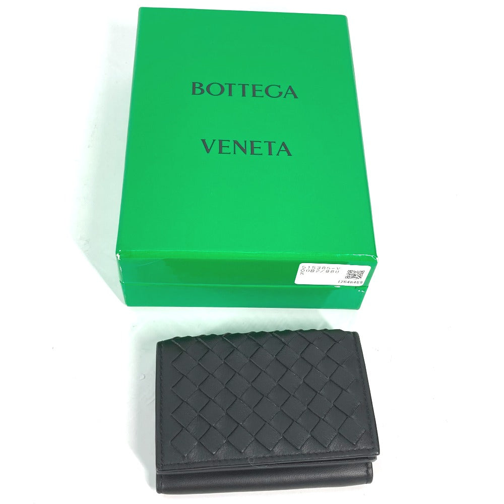 BOTTEGAVENETA Trifold wallet 515385 leather black INTRECCIATO mens