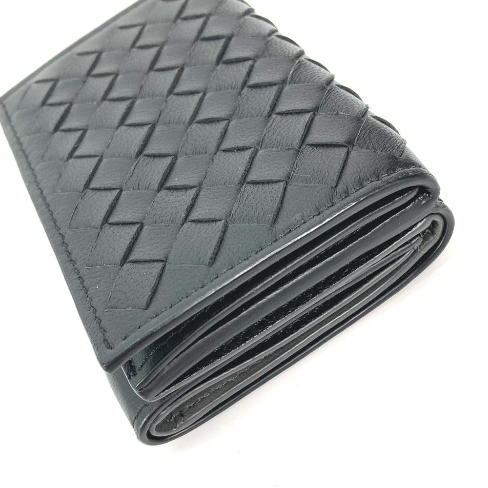 BOTTEGAVENETA Trifold wallet 515385 leather black INTRECCIATO mens