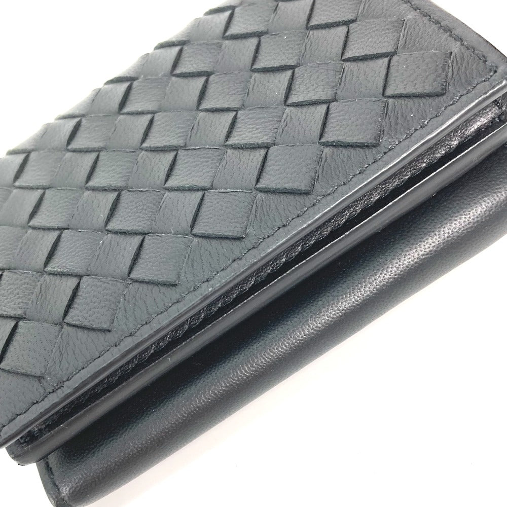 BOTTEGAVENETA Trifold wallet 515385 leather black INTRECCIATO mens