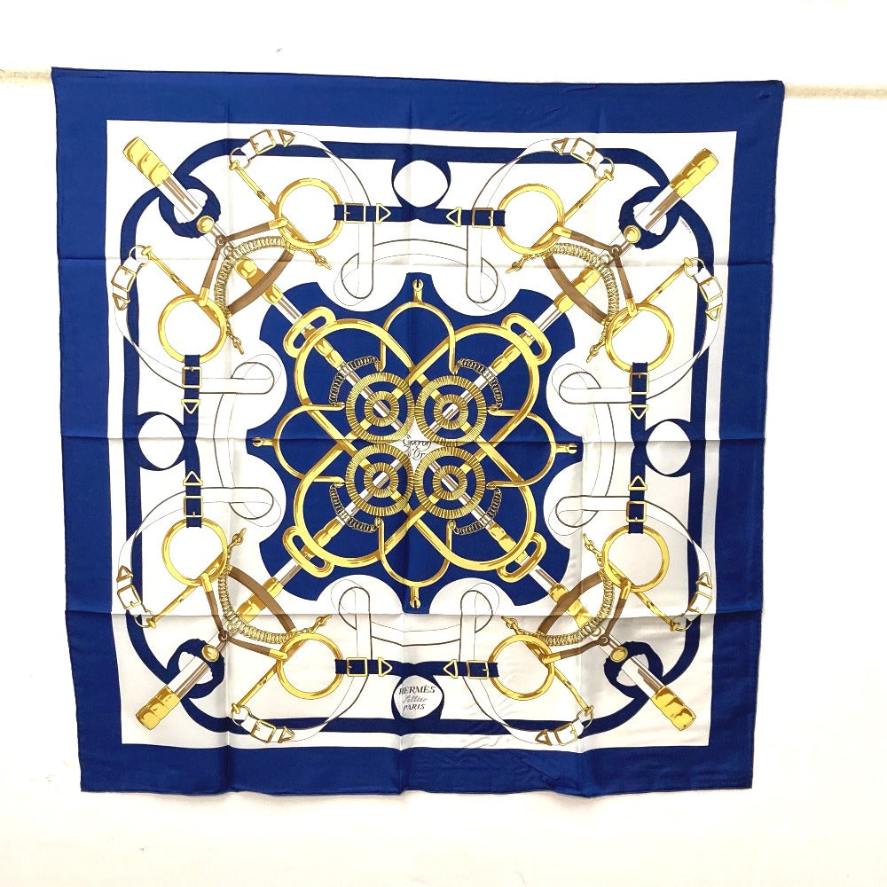 HERMES scarf silk blue Apron doll Carre90 Women