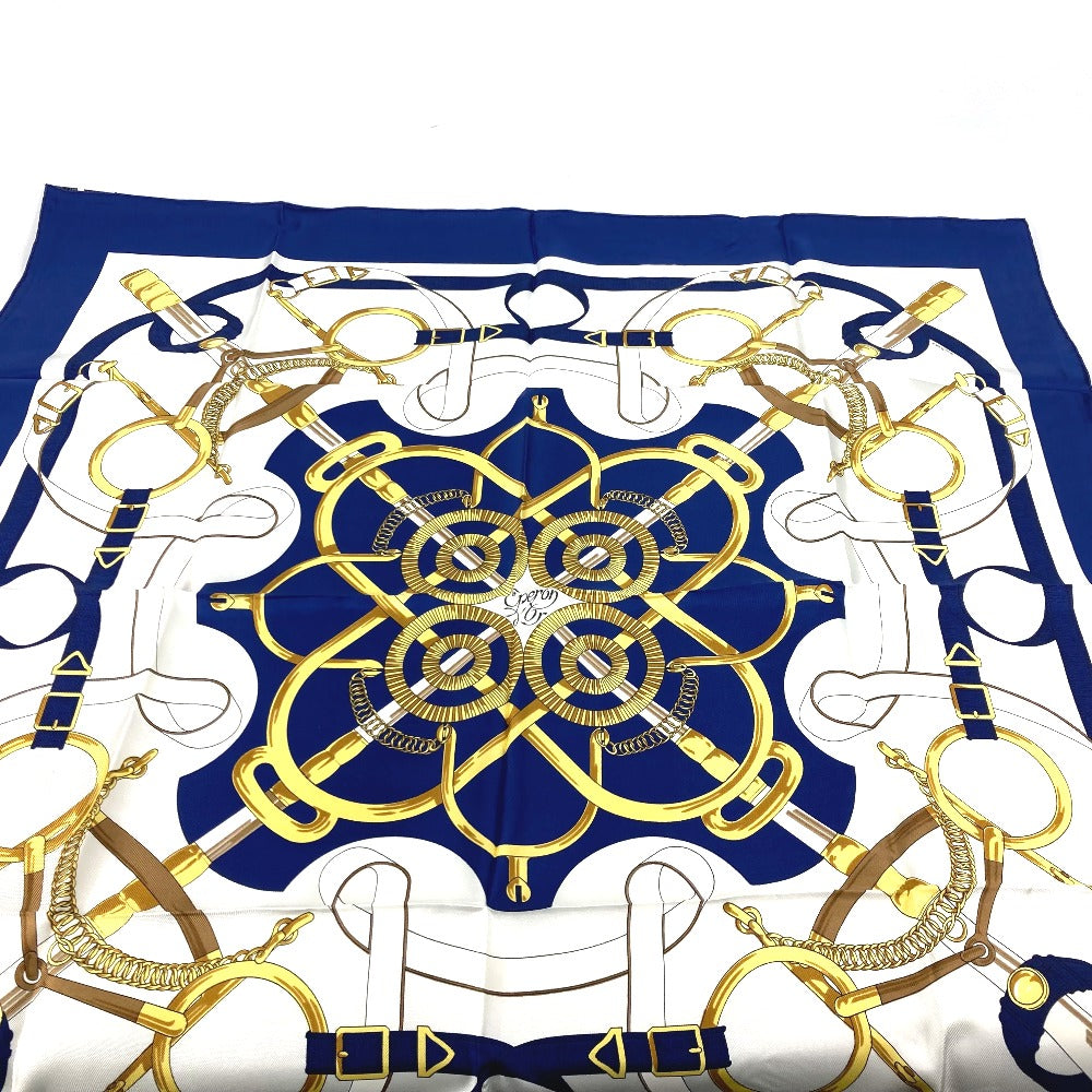 HERMES scarf silk blue Apron doll Carre90 Women