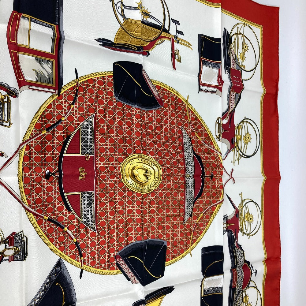 HERMES scarf silk Red The Evolution of Horse-Drawn Carriages Carre90 Women