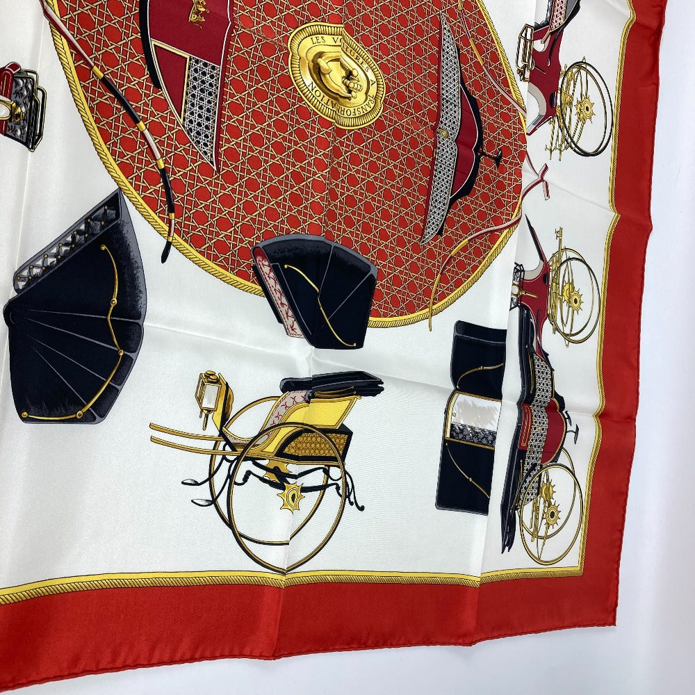 HERMES scarf silk Red The Evolution of Horse-Drawn Carriages Carre90 Women
