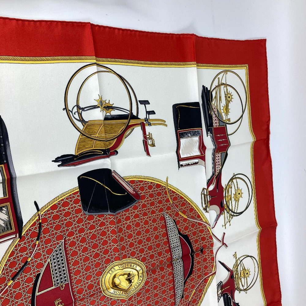 HERMES scarf silk Red The Evolution of Horse-Drawn Carriages Carre90 Women