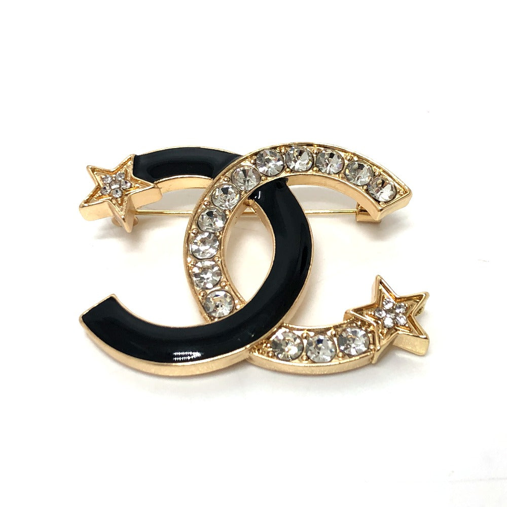 CHANEL Brooch metal gold 23A CC COCO Mark Star Rhinestone Women