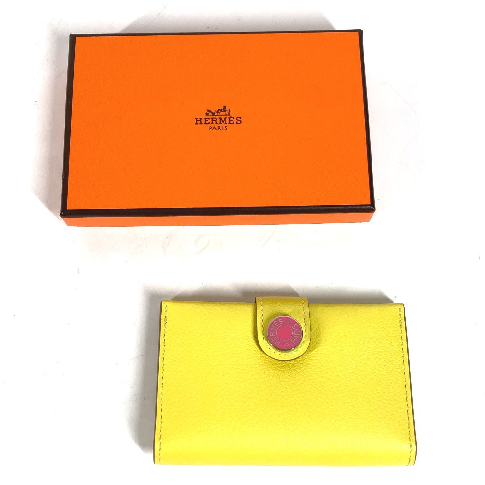 HERMES Card Case Leather, Evercolor yellow By color R.M.S Women