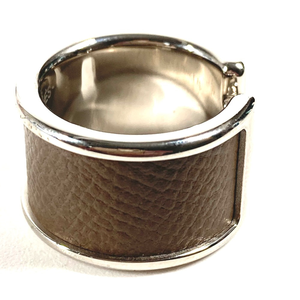 HERMES Ring leather gray Olympe Women XS