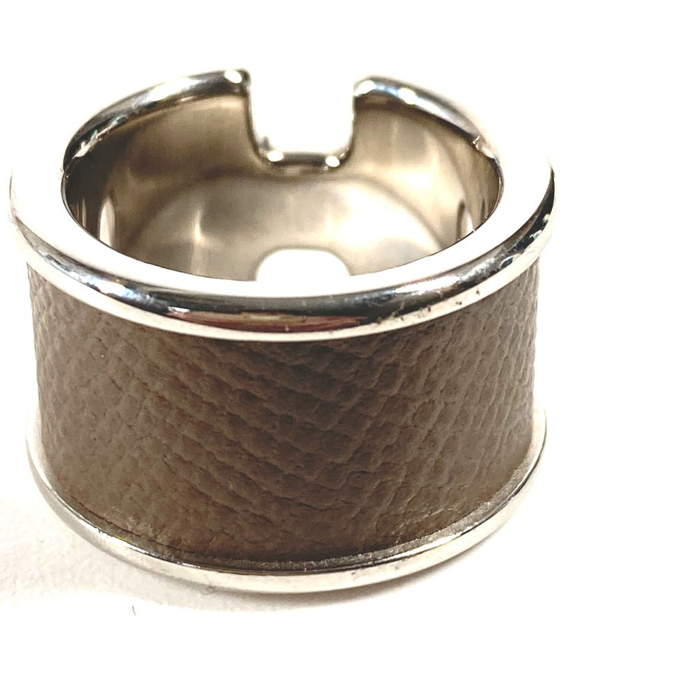 HERMES Ring leather gray Olympe Women XS