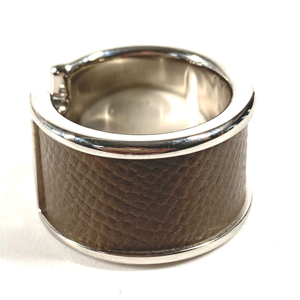HERMES Ring leather gray Olympe Women XS
