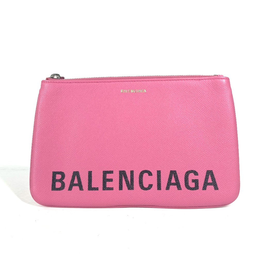 BALENCIAGA Clutch bag 545773 leather pink logo VILLE Women