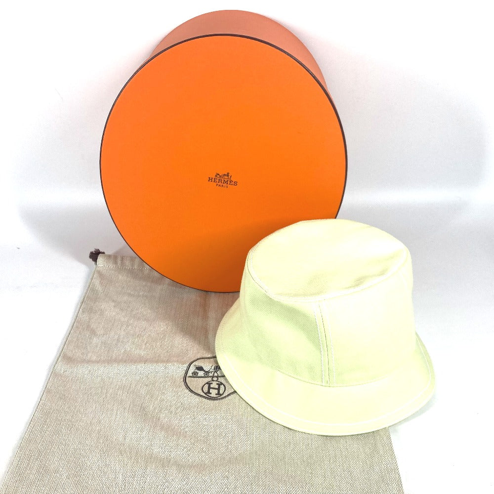 HERMES hat cotton Light green type stitch Serie logo Women 58