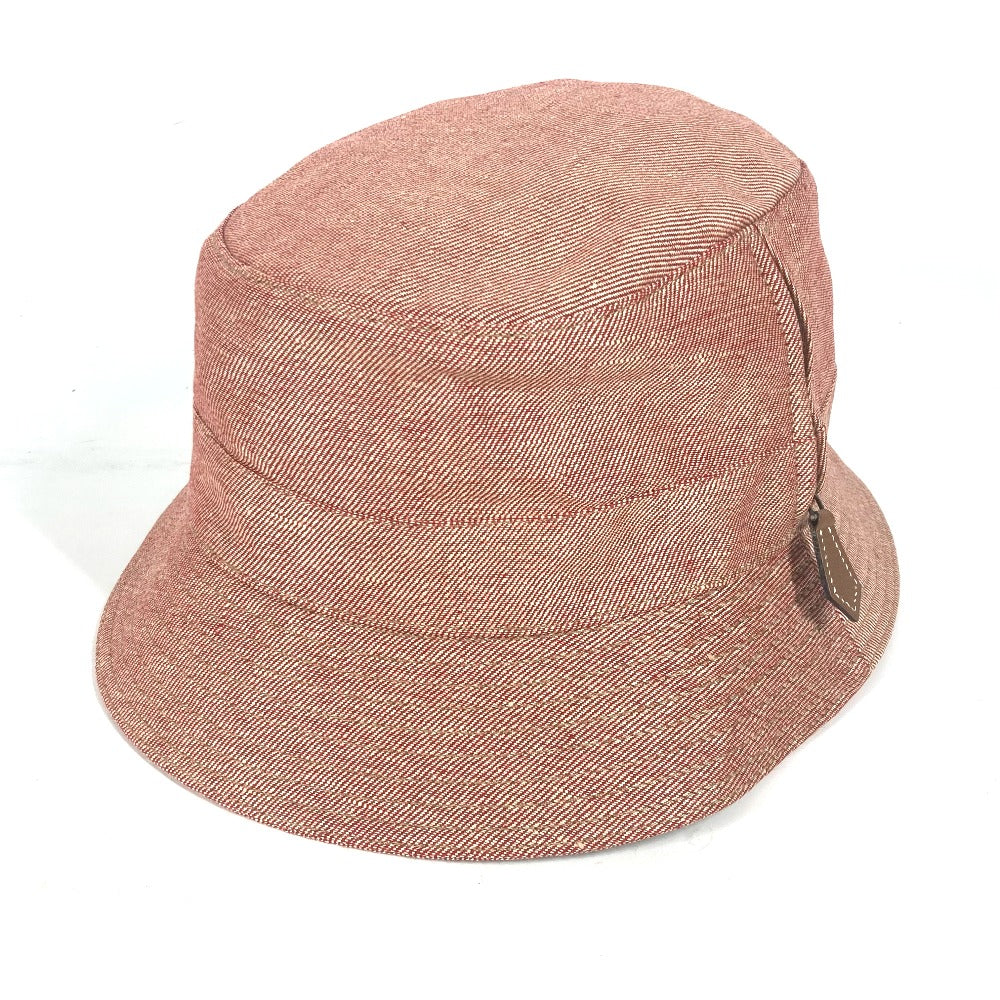 HERMES hat linen Red apparel Side zip fastener Women 58