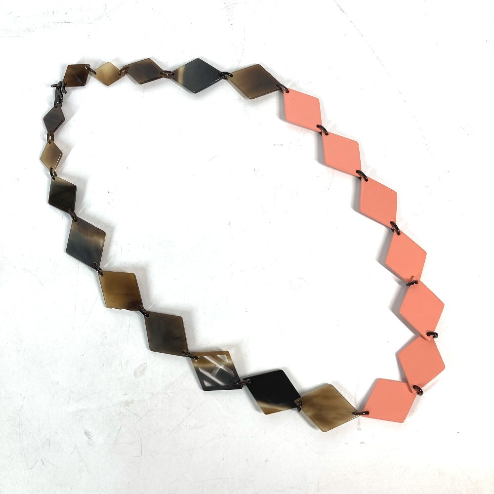 HERMES Necklace Lacquer, Buffalo Horn Brown x pink Long necklace