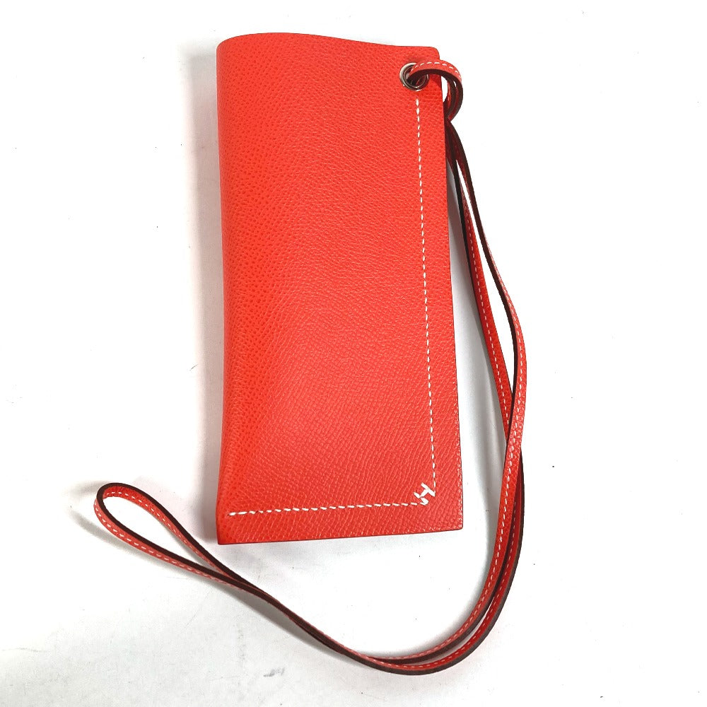 HERMES glasses case Calfskin Orange strap Hserie Women