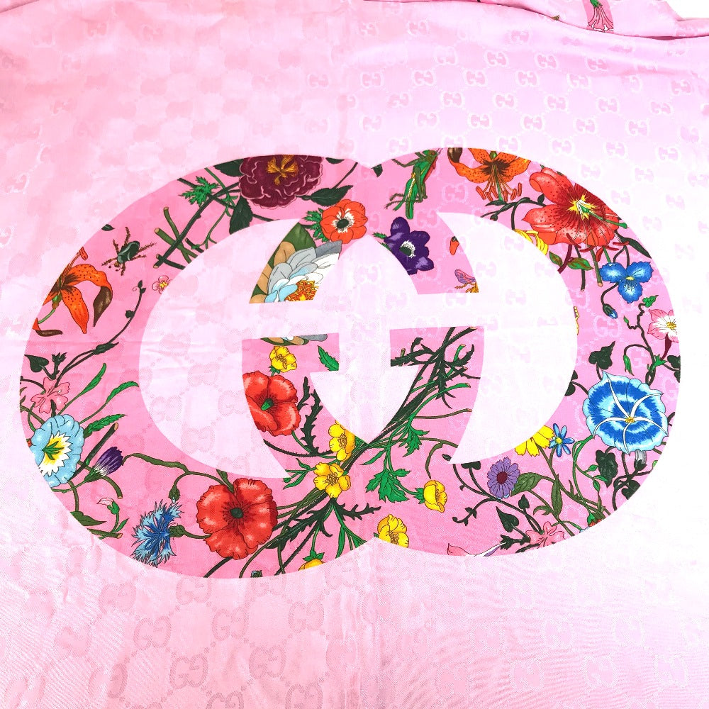 GUCCI shawl 663676  Silk, Rayon pink Floral GG logo Flora Women