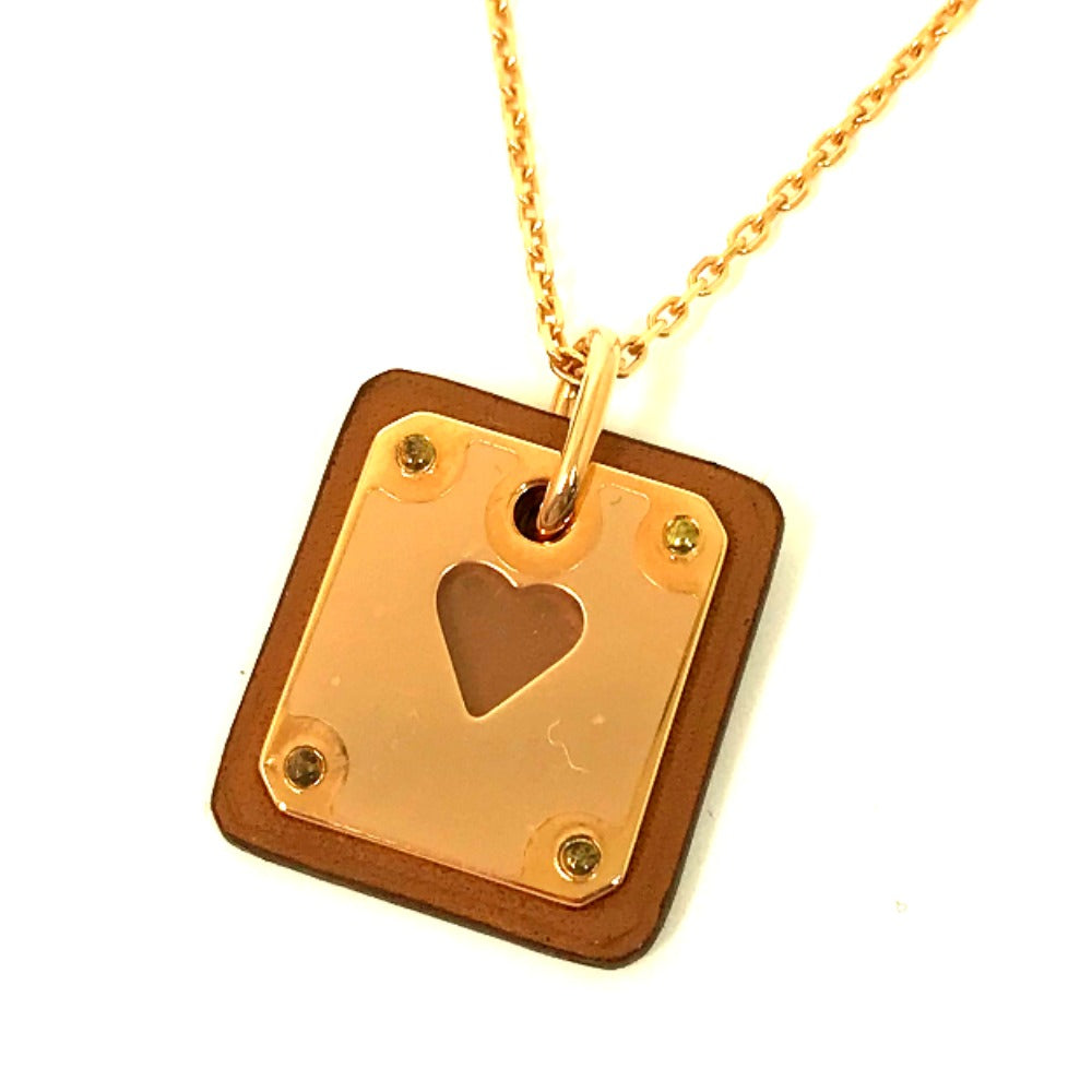 HERMES Necklace Metal, Leather gold Heart Chain Asdukour PM Women