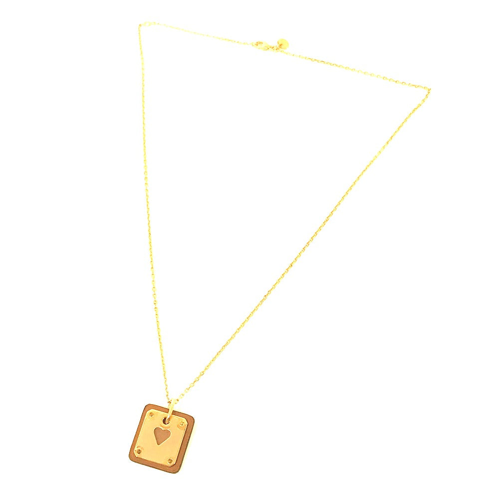 HERMES Necklace Metal, Leather gold Heart Chain Asdukour PM Women
