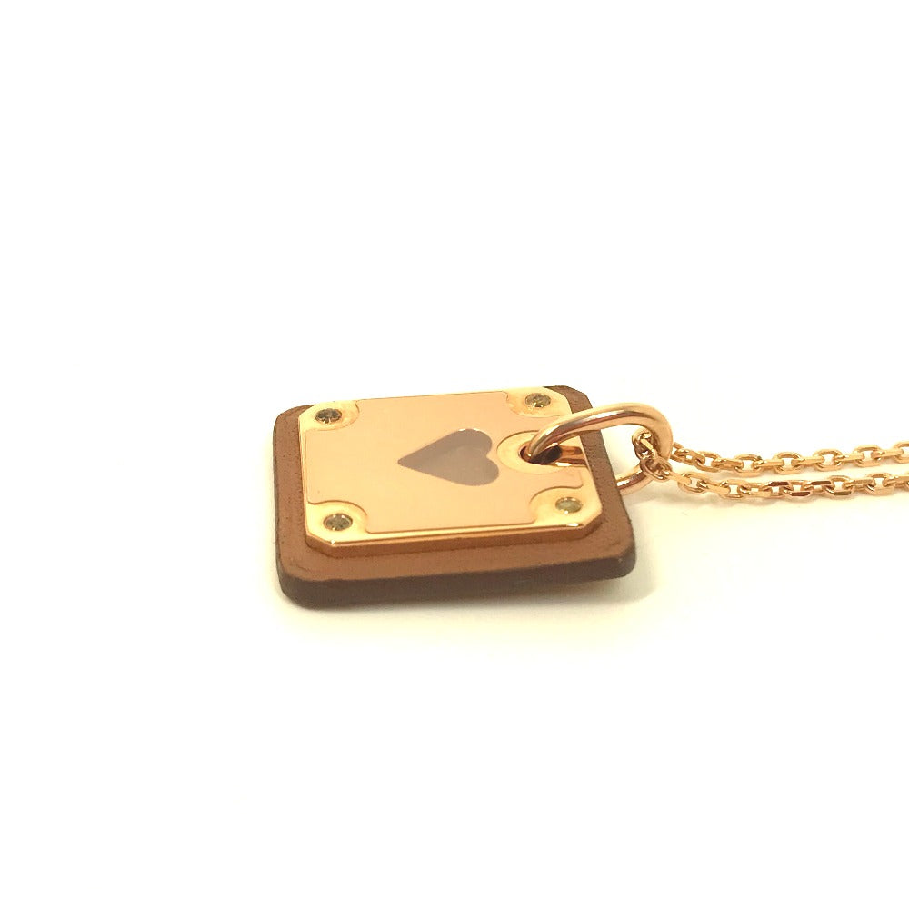 HERMES Necklace Metal, Leather gold Heart Chain Asdukour PM Women