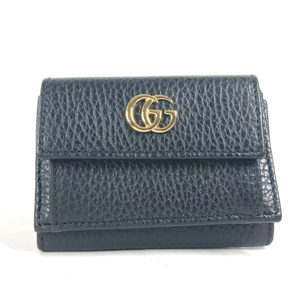 GUCCI Trifold wallet 523277 leather black GG Marmont Women