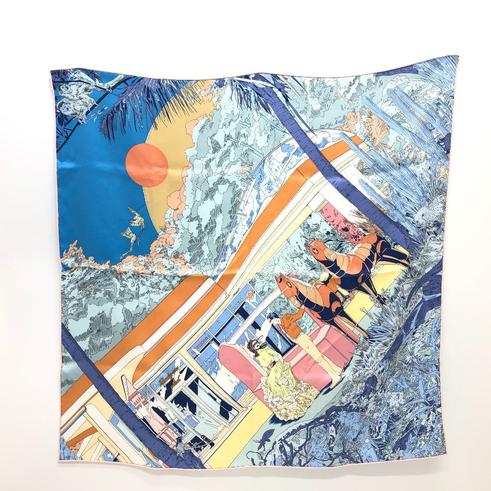 HERMES scarf silk blue Rendez-Vous Galant Women