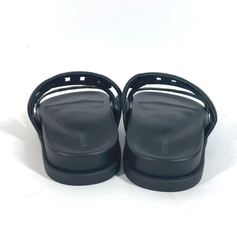 HERMES Sandals leather black Flat sandals extra Women 37