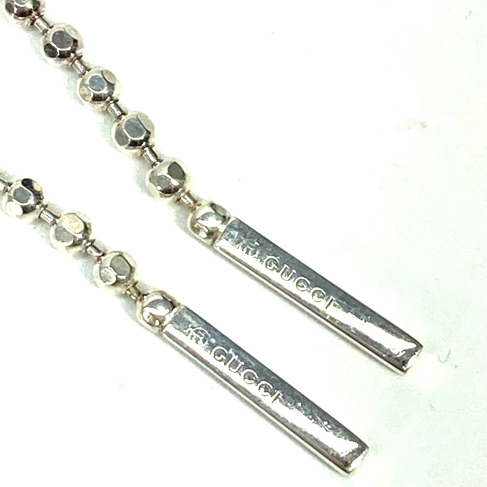 GUCCI Pierce metal Silver Hook Chain Logo Bar lariat