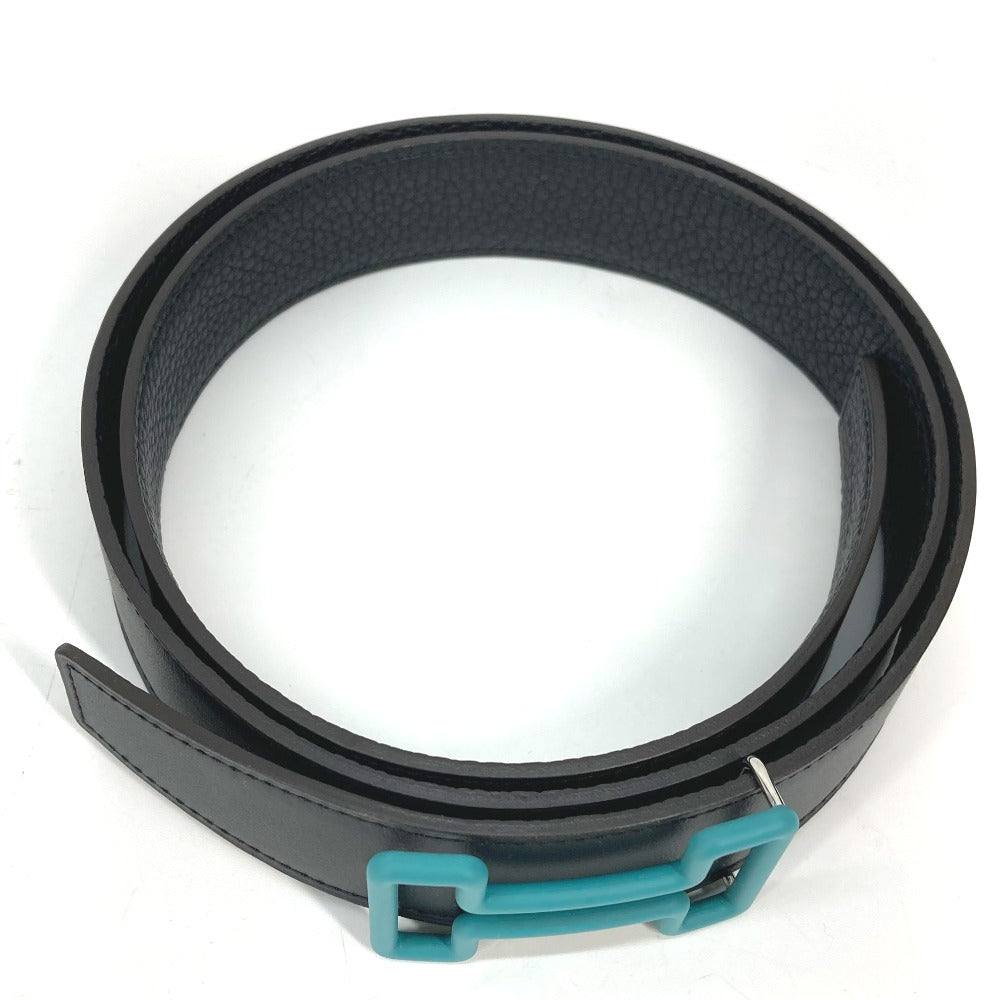 HERMES belt Boxcalf, Togo Black x blue H buckle Tonight mens 90