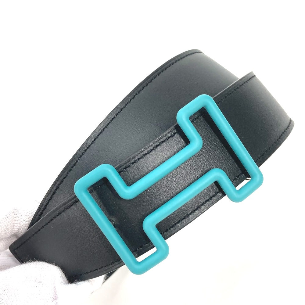 HERMES belt Boxcalf, Togo Black x blue H buckle Tonight mens 90