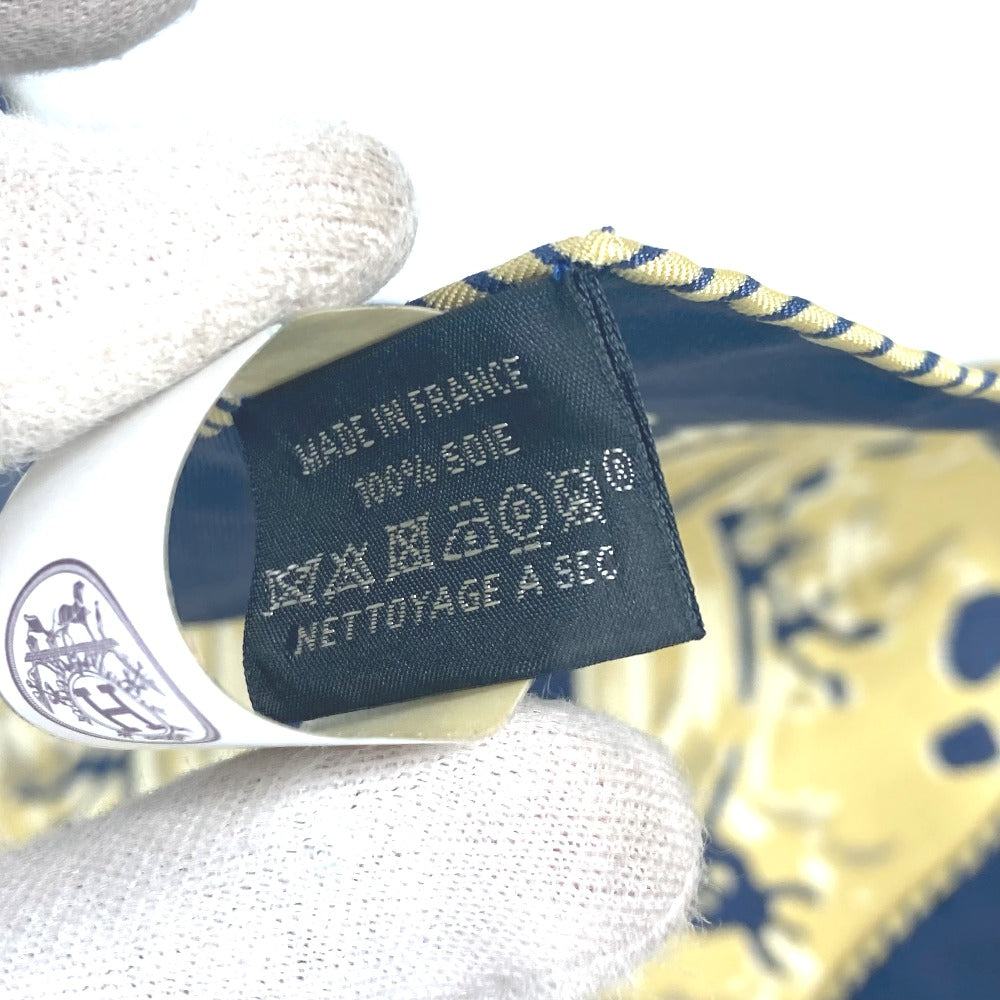 HERMES scarf silk Navy x gold gavroche PEINTURE FRAICHE Freshly painted Women
