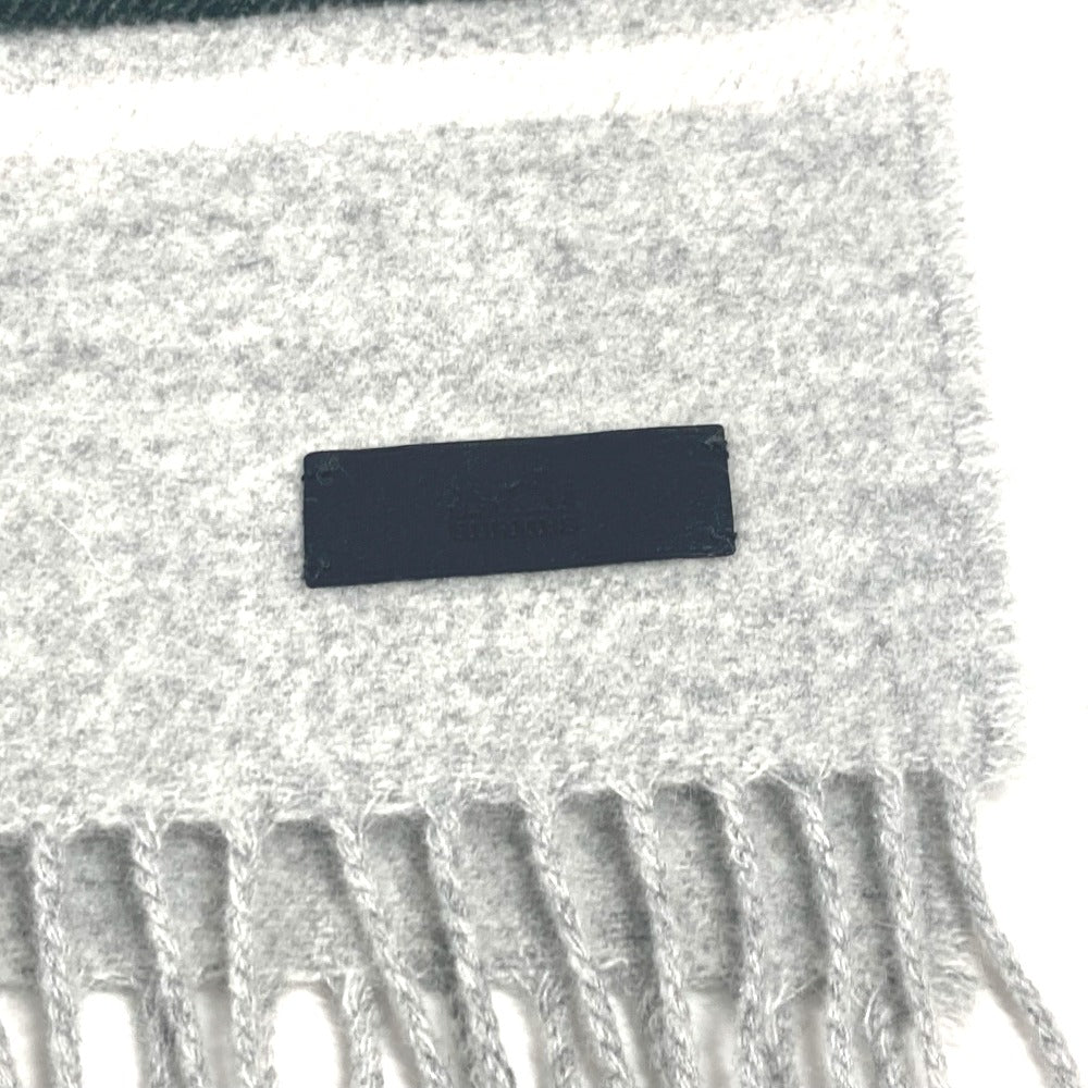 HERMES Scarf cashmere gray leather tag leather tag Border Neo-Locabaal unisex(Unisex)