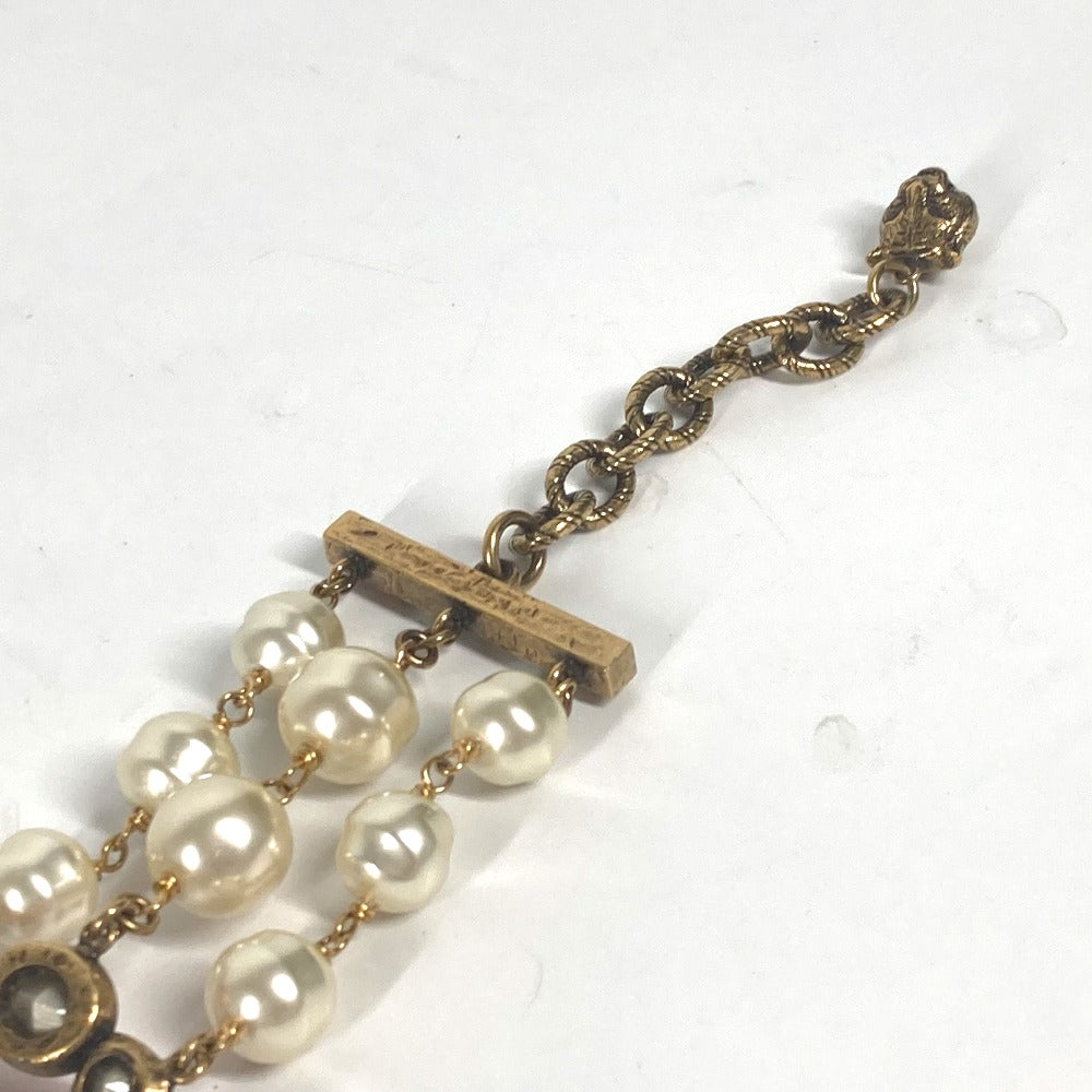 GUCCI bracelet metal Gold x Multicolor Double G Color stone, fake pearl, rhinestone, triple row