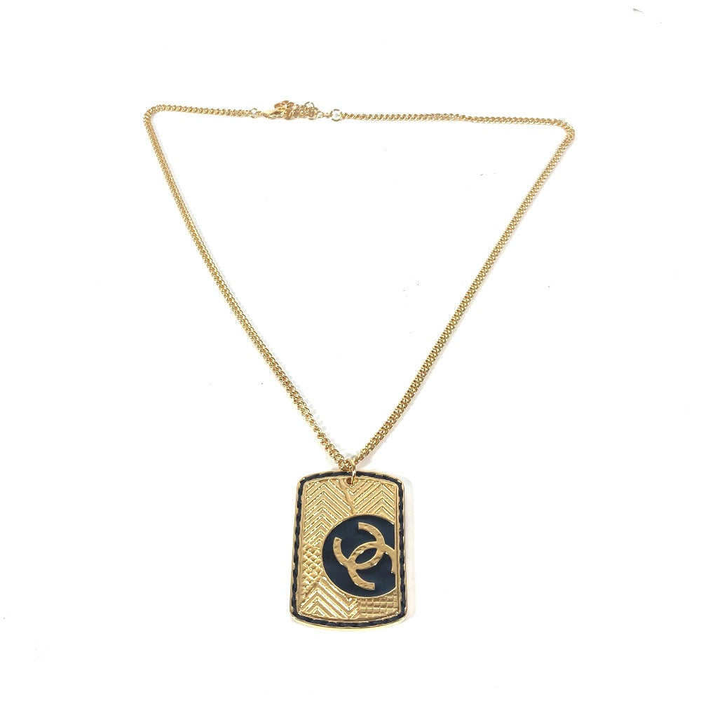 CHANEL Necklace Gold Plated gold B24C COCO Mark CC Dog Tag