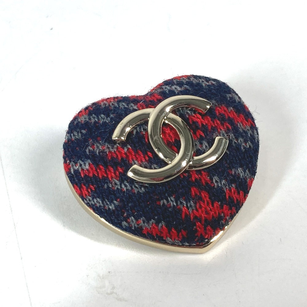 CHANEL Brooch tweed Navy x red B22K Heart COCO Mark CC Women
