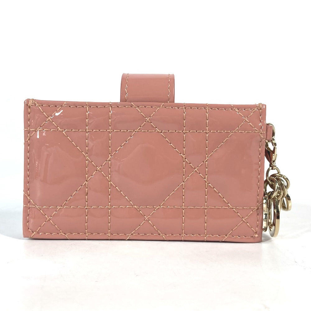 Dior Card Case Patent leather pink Canage logo charm Lady Dior Women