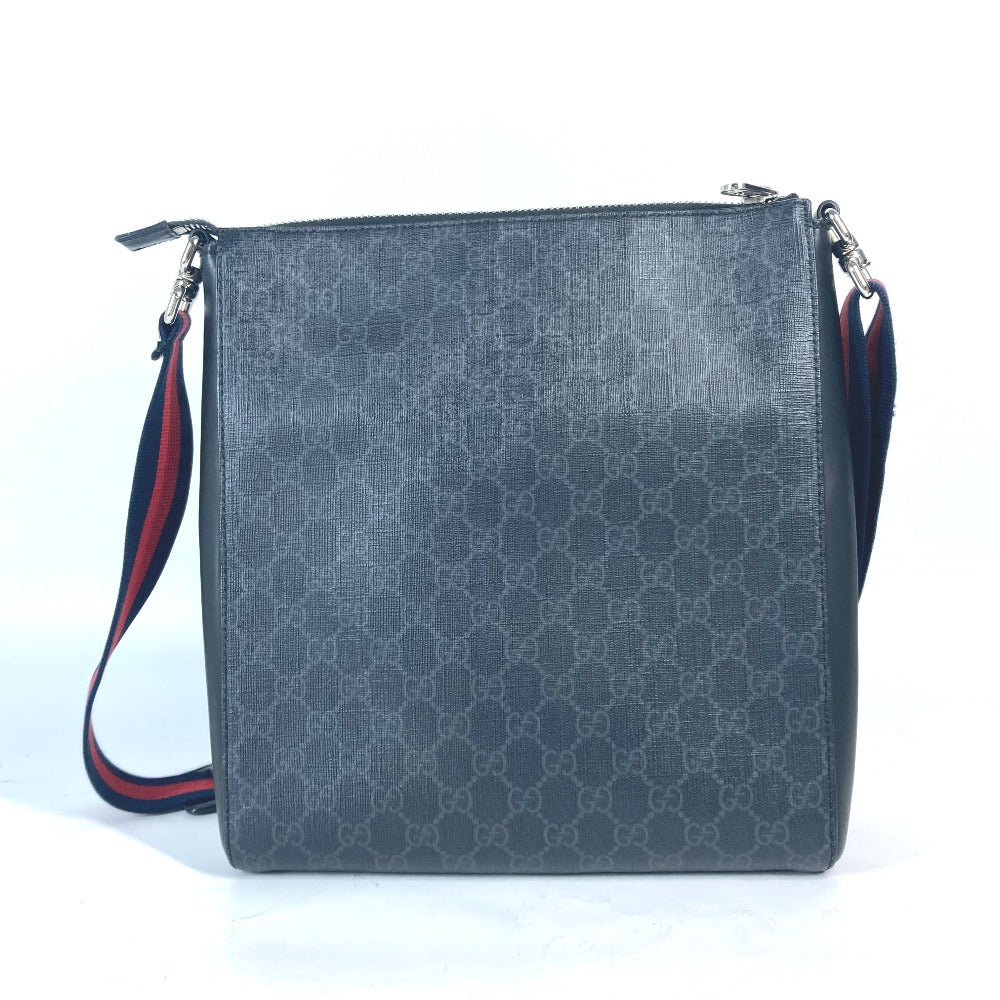 GUCCI Shoulder Bag 474137 GG Supreme Canvas Black x multicolor GG Tiger patch Courier mens