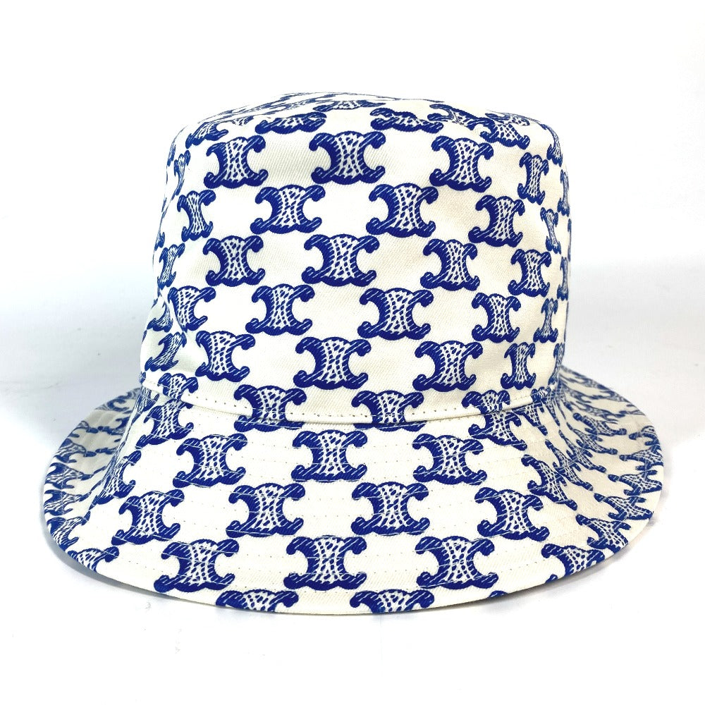 CELINE hat 2AUE5460U cotton White x blue Monogram triomphe logo unisex(Unisex) S