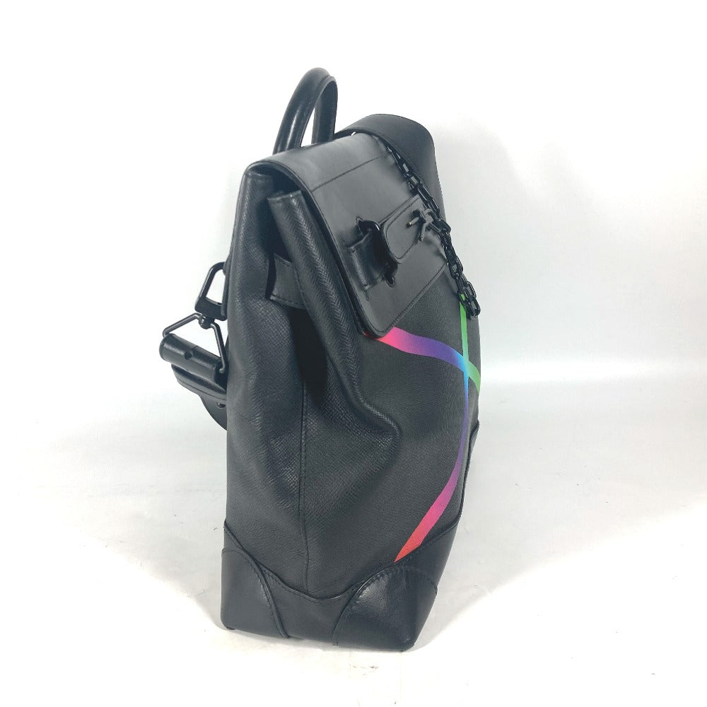 LOUIS VUITTON Handbag M30339 Taiga Leather black Taiga rainbow Steamer PM